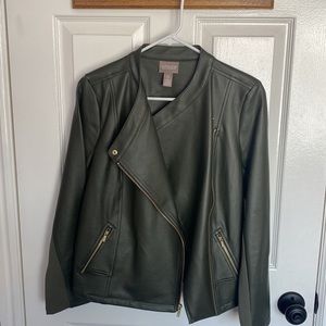 Chico’s green faux leather Moto jacket 0 (4/6), S. New without tags.